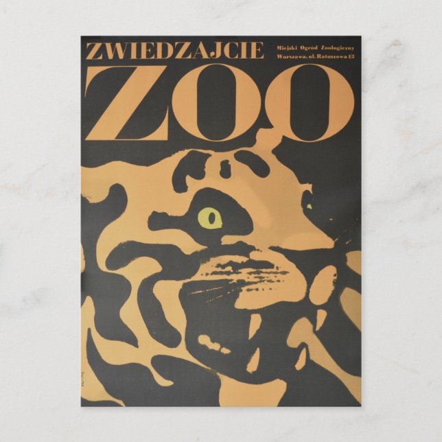 Vintage Visit The Zoo Travel Postcard (Front)