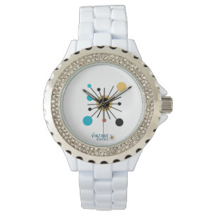 Vintage Voices Watch Rhinestone Black Enamel 