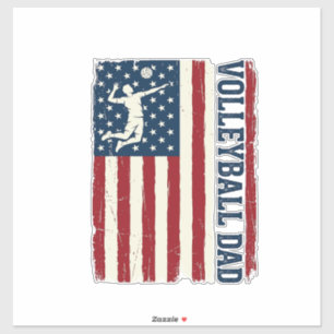 Vintage Volleyball Dad Patriotic Flag Shirt Design