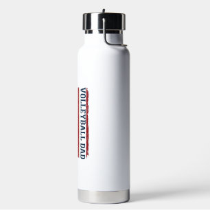 Vintage Volleyball Dad Patriotic Flag Shirt Design Water Bottle
