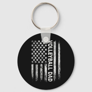 Vintage Volleyball Dad Usa Flag Retro Fathers Day Key Ring