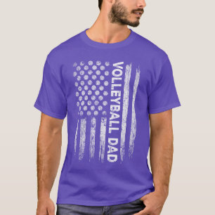 Vintage Volleyball Dad USA Flag Retro Fathers Day T-Shirt