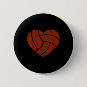 Vintage Volleyball Heart Gift Retro Player Valenti 6 Cm Round Badge