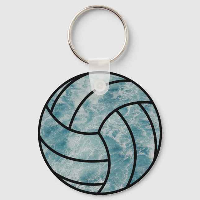 Vintage Volleyball Ocean Summer Vacation Key Ring (Front)