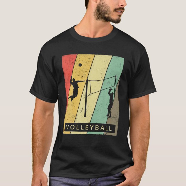 Vintage Volleyball Sport Retro Poster T-Shirt (Front)