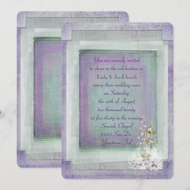 Vintage Vow Renewal Wedding Invitation (Front/Back)
