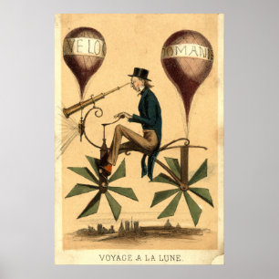 Vintage "Voyage a la Lune" French cartoon Poster