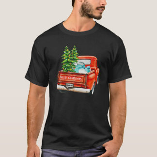 Vintage Wagon Christmas Classic Red Truck Car Xmas T-Shirt