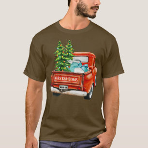 Vintage Wagon Christmas Classic Red Truck Car Xmas T-Shirt