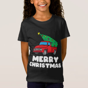 Vintage Wagon Christmas Red Truck Tree on Car Xmas T-Shirt