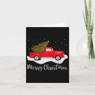 Vintage Wagon Christmas Tree On Car Xmas Red Truck Card