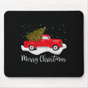 Vintage Wagon Christmas Tree On Car Xmas Red Truck Mouse Mat