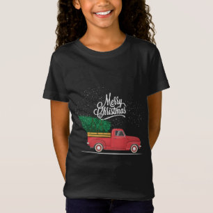 Vintage Wagon Christmas Tree on Car Xmas red Truck T-Shirt