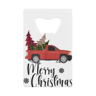 Vintage Wagon Red Truck Buffalo Plaid Christmas Tr