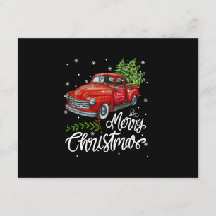 Vintage Wagon Red Truck Christmas Tree Pajama Fami Enclosure Card