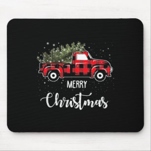 Vintage Wagon Red Truck Christmas Tree Pajama Fami Mouse Mat