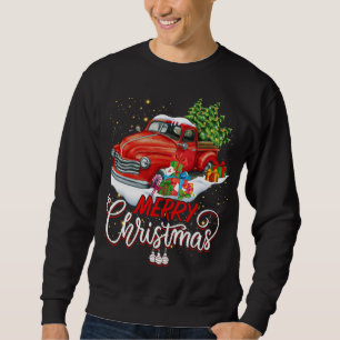 Vintage Wagon Red Truck Christmas Tree Pajama Fami Sweatshirt