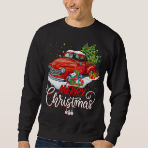 Vintage Wagon Red Truck Christmas Tree Pajama Fami Sweatshirt