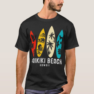 Vintage Waikiki Beach Hawaii Beach Surfing Surfboa T-Shirt