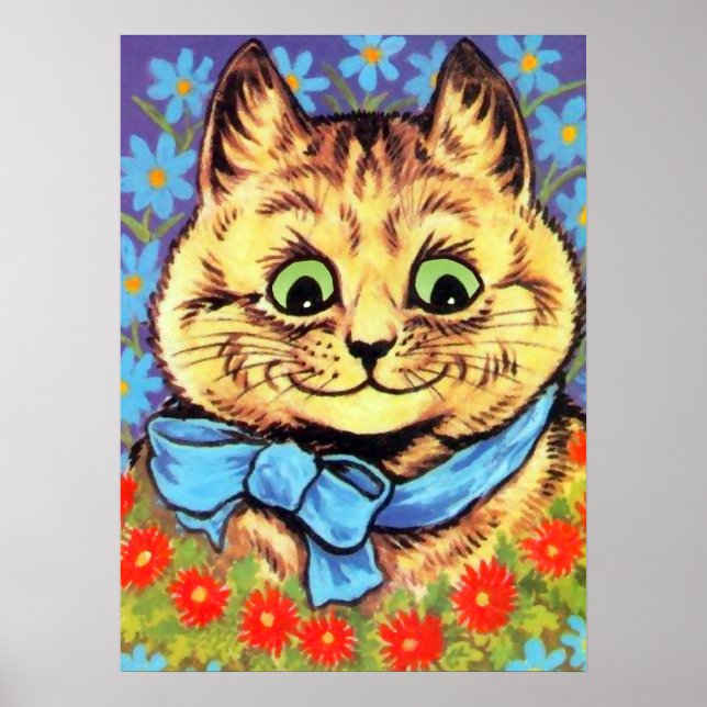 Vintage Wain Cat With Flowers Poster (Front)