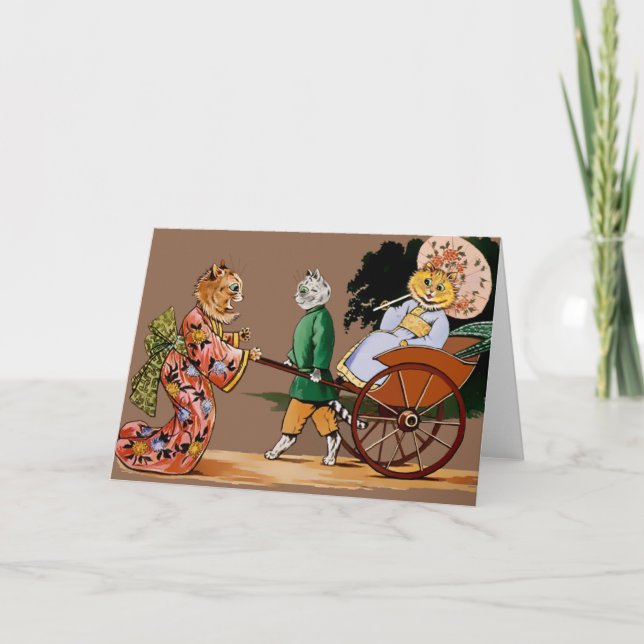 Vintage Wain Japanese Cats Card (Front)