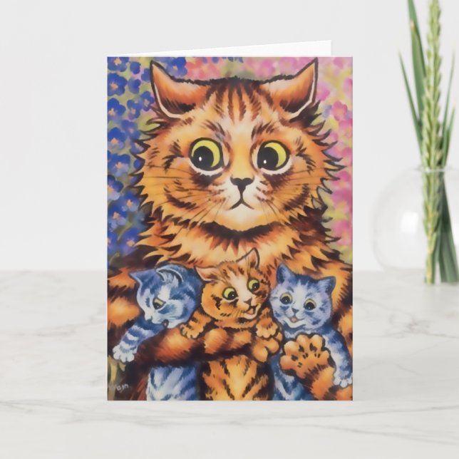 Vintage Wain Mother and Kittens Card (Front)