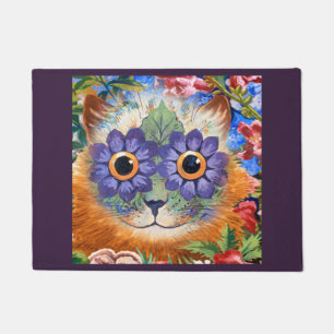 Vintage Wain Purple Hippie Flower Cat Art Doormat