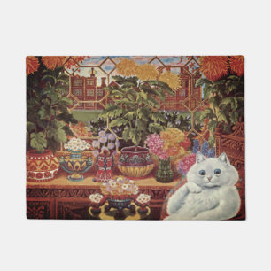 Vintage Wain White Botanist Flower Cat Doormat
