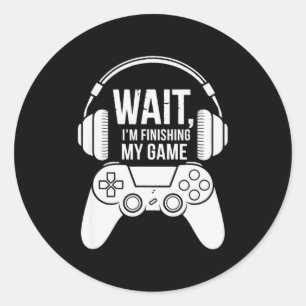 Vintage Wait I'm Finishing My Game Gaming Classic Round Sticker