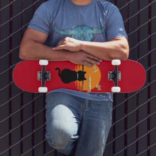 vintage waiting cat nature urban skateboard