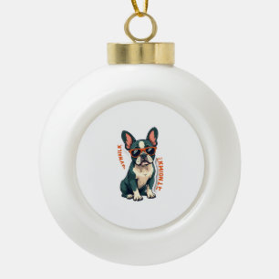 Vintage Walk Ill Think About It French Bulldog Fun Ceramic Ball Christmas Ornament