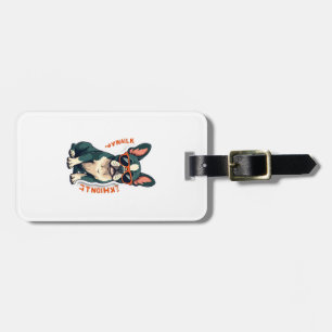Vintage Walk Ill Think About It French Bulldog Fun Luggage Tag