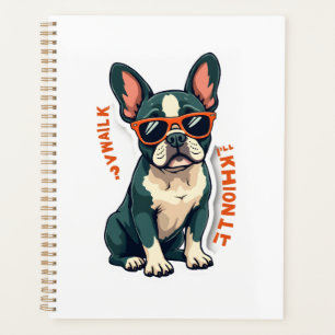 Vintage Walk Ill Think About It French Bulldog Fun Planner