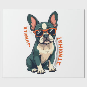 Vintage Walk Ill Think About It French Bulldog Fun Wrapping Paper