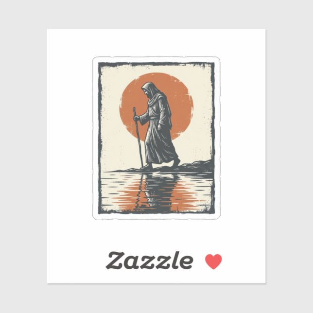 Vintage Walking Figure Sunset Reflection Vector Ar (Sheet)
