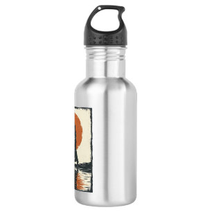 Vintage Walking Figure Sunset Reflection Vector Ar 532 Ml Water Bottle