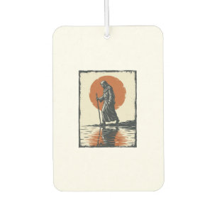Vintage Walking Figure Sunset Reflection Vector Ar Car Air Freshener
