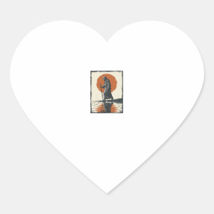 Vintage Walking Figure Sunset Reflection Vector Ar Heart Sticker