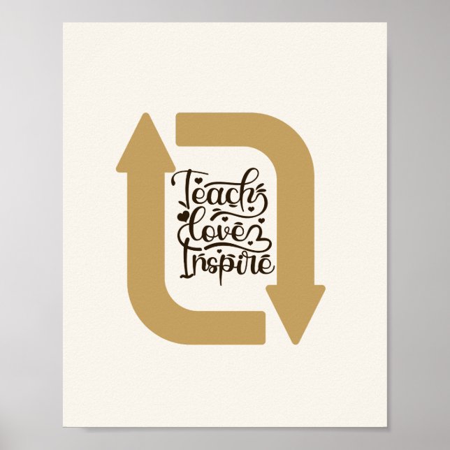 Vintage Wall Art Poster | teach love repeat  (Front)