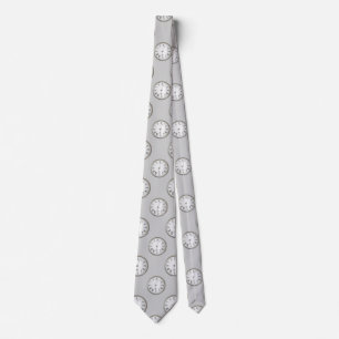 Vintage Wall Clock Print Pattern Tie
