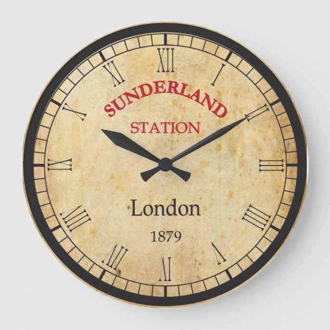 Vintage wall clock Sunderland Station 1879 (Front)