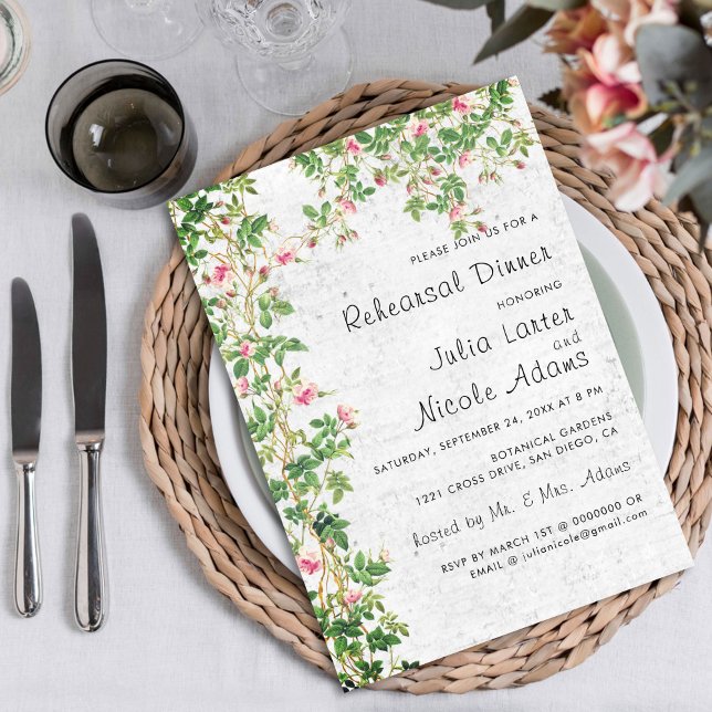 Vintage Wall Style Rosy Journal Rehearsal Dinner Invitation (Creator Uploaded)