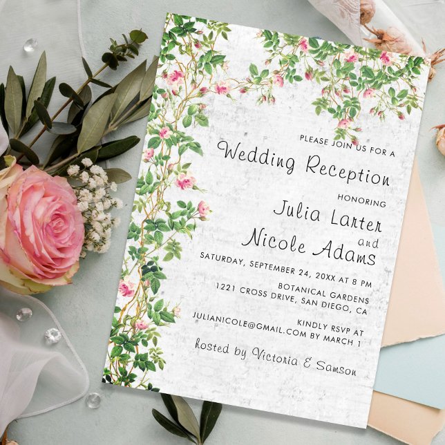 Vintage Wall Style Rosy Journal Wedding Reception Invitation (Creator Uploaded)