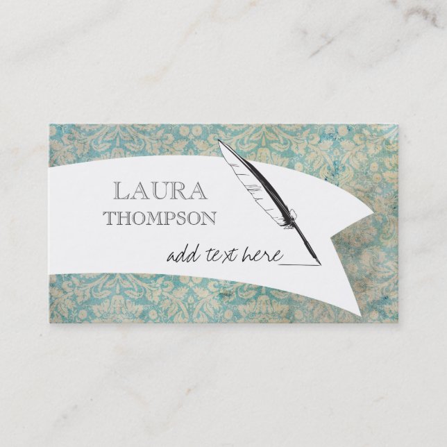 Vintage Wallpaper Author Writer Business Cards (Front)
