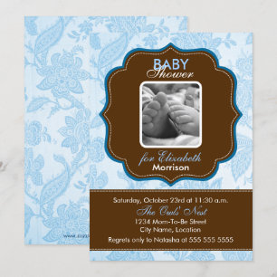 Vintage Wallpaper Baby Boy Shower Invitation