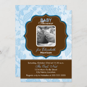 Vintage Wallpaper Baby Boy Shower Invitation