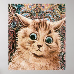 Vintage Wallpaper Cat Poster Print
