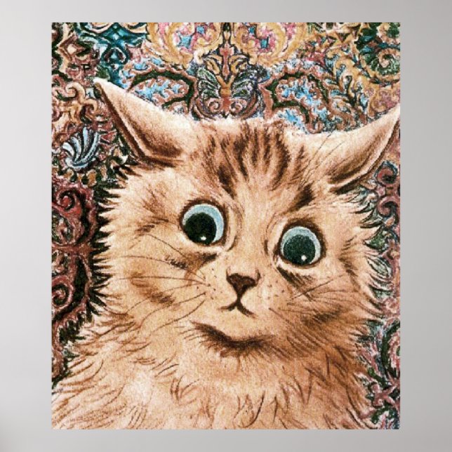 Vintage Wallpaper Cat Poster Print (Front)