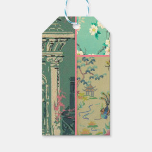 Vintage wallpaper collage gift tags