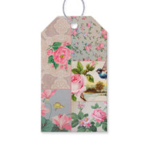 Vintage wallpaper collage gift tags